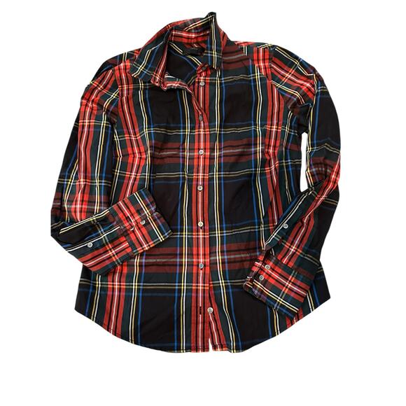 J.Crew tartan Women's Red & Black Plaid Print Slim Button Down Shirt Size 4 - Picture 3 of 6